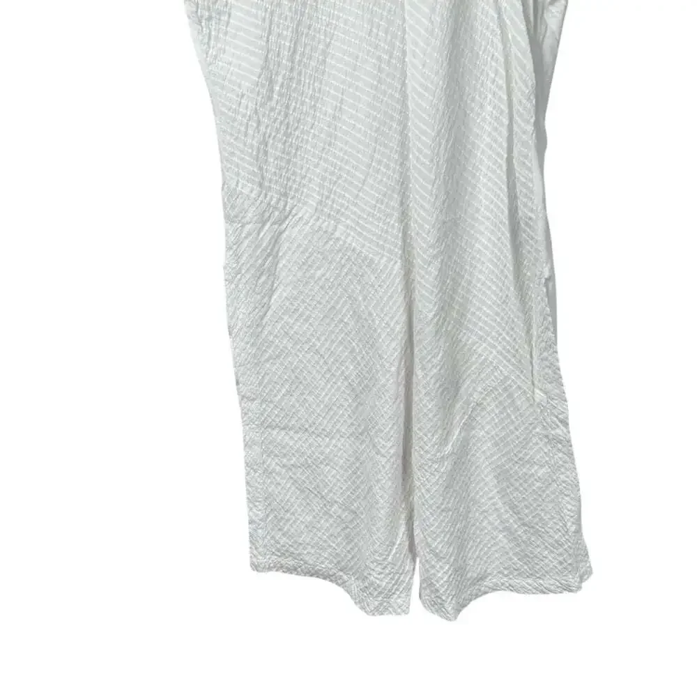 April Cornell White 100% Cotton Dress Size M Sleeveless Mandarin Collar Summer